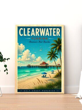 Clearwater Florida Vintage Coastal Print – 12×16